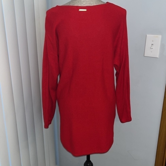 Michael Kors Red Long Sleeve Sweater Womens Zip Up Back Cotton Blend Top Large - Picture 5 of 8